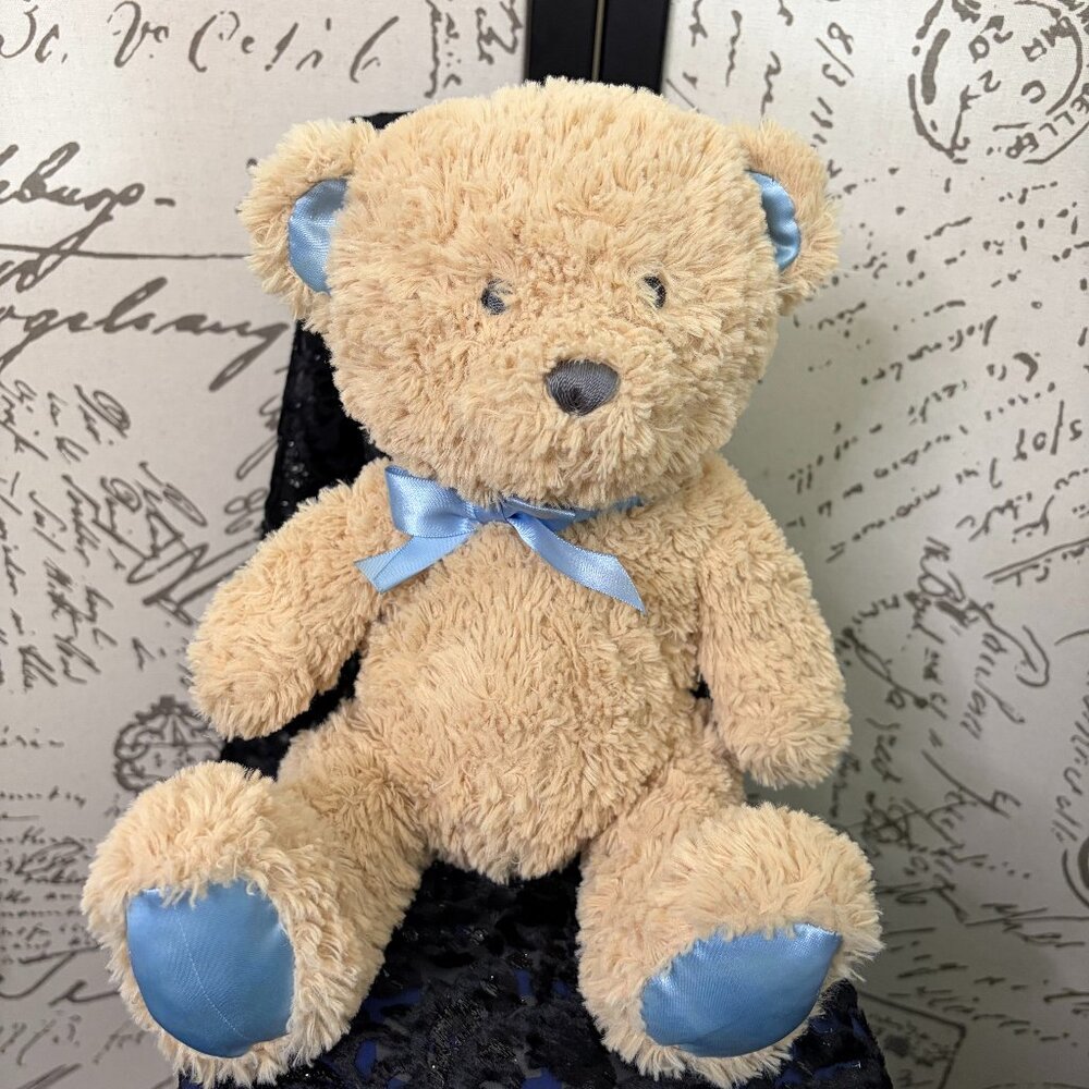 🩷2/$20✨ Wind Up Musical Lullaby Teddy Bear with Blue Ribbon Bow Baby Dumpling